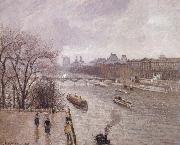 Camille Pissarro The Louvre,morning,rainy weather oil painting on canvas